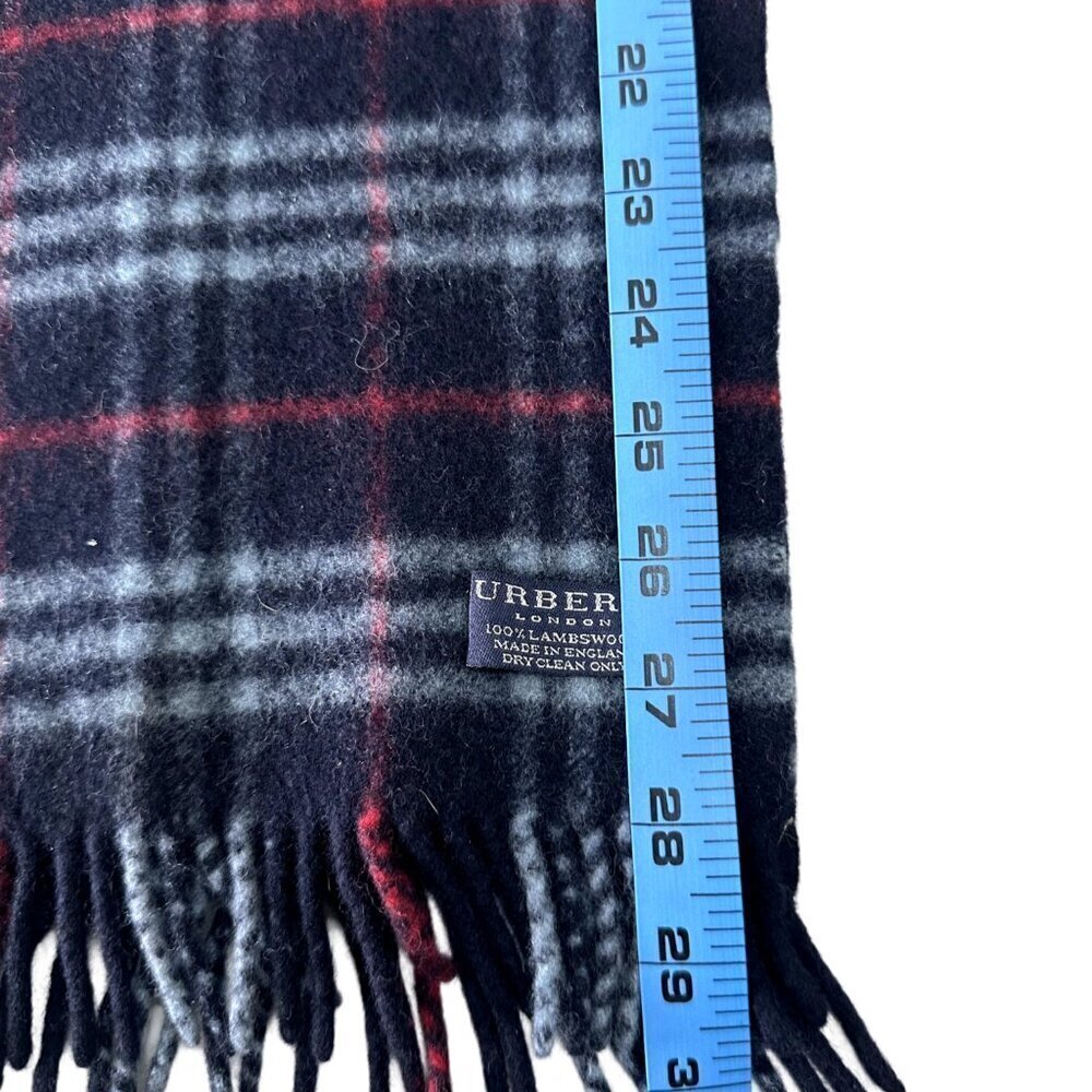 Burberry Classic Check Scarf Black 100% Lambswool Unisex Scarf Made In England - Picture 6 of 7